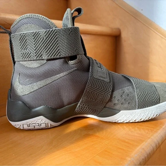 Nike LeBron Soldier 10 Lux Cargo Khaki/Olive High-Top Sneakers - Picture 3 of 4